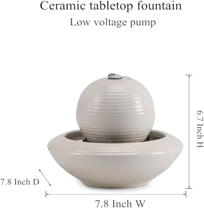 Andady Ceramic Tabletop Fountain Water Feature for Indoor and Home Decoration Table Desk Office Patio(White A156) - Image 2